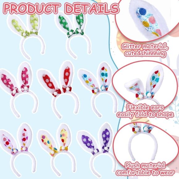 Easter Bunny Ears Headbands Plush Sequins Girls Boys Party Holiday Accessories main image 2
